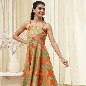 Main indienne bloc coton longue robe personnalisée mariée cadeau de mariage robe été porter imprimé floral femme voyage robe giftforher - Product Image 1