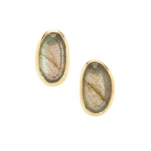 Boucles d'oreilles fines en argent sterling plaqué or avec labradorite irisée, constellation d'Ara - Product Image 2