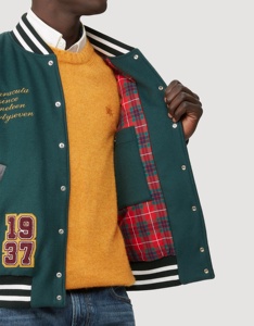 2024 tendencia logotipo personalizado Chenille bordado Varsity Bomber chaqueta para hombres béisbol Streetwear abrigo de invierno con patrón de letras - Product Image 4