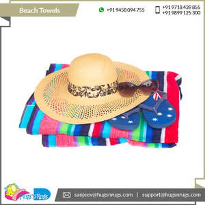 Serviettes de plage teintées en fil de coton recyclé Serviettes d'extérieur de haute qualité au design rayé moderne d'Inde - Product Image 6