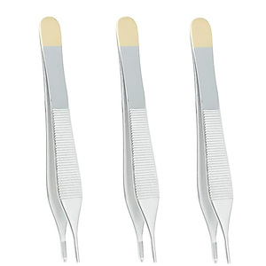 3 fórceps alemanes T/C Adson Tissue Kocher 1X2 dientes 4,75 "con instrumentos quirúrgicos reutilizables de acero inoxidable - Product Image 1