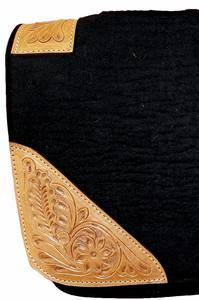 Portable véritable qualité 100% laine Western tapis de selle en cuir de couleur unie pour les courses de chevaux fabricant indien - Product Image 4