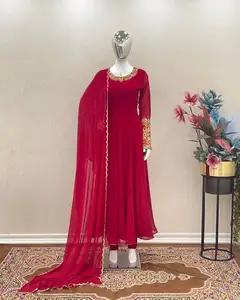Nouvelle robe de soirée avec dupatta et pantalon assorti, couleur magnifique avec broderie, tenue décontractée, robe de cérémonie - Product Image 1