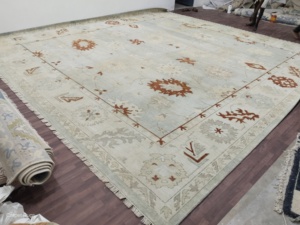 Chokala handspun ขนสัตว์ baho เงินที่มีคุณภาพสูง14X15 Ft. ชุดพรมปูพื้นแบบแอบสแตรกพรมสำหรับห้องนั่งเล่นแบบดั้งเดิมของเปอร์เซีย - Product Image 4