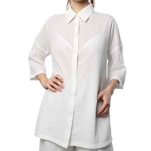 Camisa de algodón larga elegante de ajuste personalizado de Vietnam para mujer, lavable sostenible, envío rápido para uso en verano, estilo tejido informal - Product Image 1