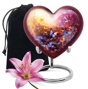 Urna de corazón de mariposa para cenizas Recuerdo colorido Decorativo moderno para cenizas humanas Urna conmemorativa de entierro funerario para adultos - Product Image 4