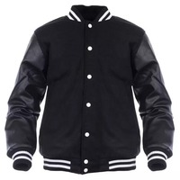 Blousons universitaires slim pour hommes, brodés avec logo personnalisé, col montant, style baseball, boutons design, en toile variée, pour l'hiver