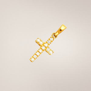 14K jaune plaqué or petite petite croix classique forme ronde Zircon chrétien pendentif breloque élégant bijoux de créateur - Product Image 5