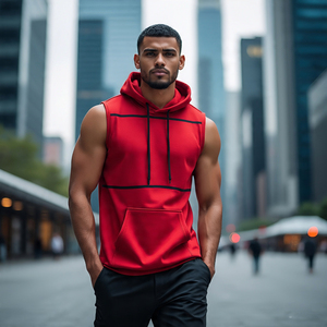 Oversize Pullover Sleeveless Tank Hood Men's <b>Jogging</b> Running Hoodie Mens Workout Fitness Wear Sleeveless Hood Tank Top - Product Image 5
