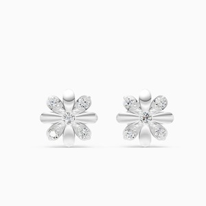 Boucles d'oreilles à clous Petal Radiance avec diamant de laboratoire de 0,149 ct en or jaune, blanc et rose 9 carats - Product Image 2