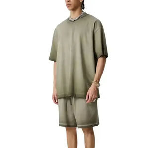 High Quality Acid Wash <b>Men</b> Drop Shoulder T <b>Shirt</b> With Short Sets <b>For</b> <b>Men</b> Custom Screen Printed T-<b>Shirt</b> And Shorts <b>for</b> <b>Summer</b> - Product Image 3