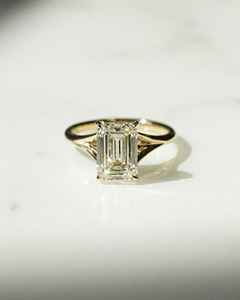 2.50CTW E VS1 Radiant Cut Lab Grown Diamond 14k Yellow Gold <b>Ring</b> Split Shank Emerald Cut <b>Ring</b> Thick Band <b>Engagement</b> <b>Ring</b> - Product Image 1
