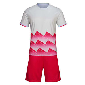 Conjuntos de camisetas de fútbol para jóvenes personalizados al por mayor, pantalones de manga corta con impresión por sublimación de poliéster de secado rápido, camisetas con logotipo alto - Product Image 5