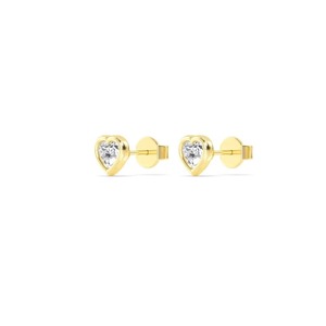 Pendientes de Botón en Forma de Corazón Chapados en Oro de 18K para Mujer, con Diamantes CZ, Pequeños, Minimalistas, Joyería de Moda, Regalo - Product Image 2