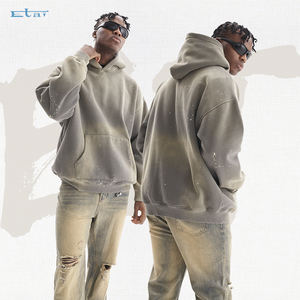 Los mejores fabricantes de ropa Custom Sunfaded Acid Wash Sudadera con capucha desgastada Oversized Boxy Cropped Streetwear Hoodies para hombres - Product Image 3