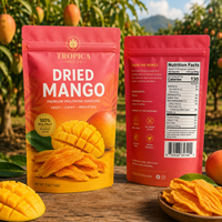Sachets personnalisés imprimés à fond plat, qualité alimentaire, avec fermeture éclair, pour mangues séchées, emballage plastique personnalisé pour snacks et aliments