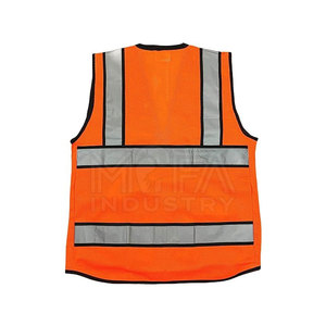 Gilet de sécurité haute visibilité unisexe avec fermeture éclair sur le devant, rayures réfléchissantes et marque personnalisée pour les chantiers de travail - Product Image 4