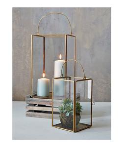Latest Design Metal and Glass <b>Decorative</b> <b>Lantern</b> in Golden Finished Border With Square Shaped for Indoor & Outdoor Decoration - Product Image 1
