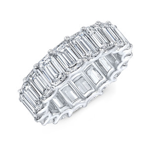 Anillo de Boda de Diamantes Cultivados en Laboratorio con Corte Esmeralda, Lujoso y Completo, Platino, Venta al por Mayor y Menor, Fabricante Internacional de Joyería OEM - Product Image 2