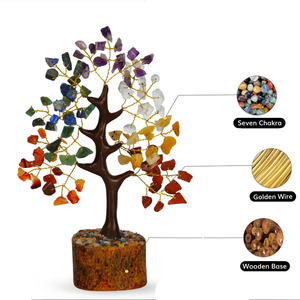 Pierre semi-précieuse naturelle sept Chakra arbre de pierres précieuses 100 puces arbre de cristal Feng Shui Figurine pour la décoration de la maison - Product Image 2