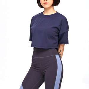 เสื้อยืดครอปสำหรับผู้หญิงเสื้อครอปคอกลมผ้าฝ้ายผ้าคอตตอน - Product Image 1