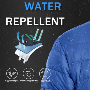 แจ็กเก็ตขนเป็ดผู้ชายแบบมีกระเป๋าด้านหน้ามีซิปสีฟ้าเสื้อแจ็คเก็ตขนเป็ดแบบมีกระเป๋า - Product Image 3