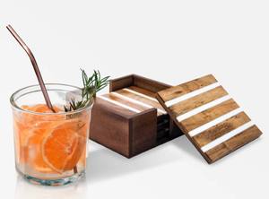 Loon Peak Holder Wood en Brown Beige Wood Coasters pourrait convenir à des titres longs pour le produit montré Ces titres - Product Image 2