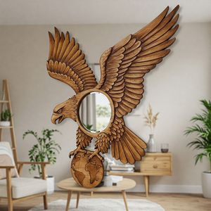 Espejo de Madera de Lujo Moderno Estilo Águila Lixora Furniture con 2 Estantes Multiusos para Hoteles, Oficinas, Hogares, Baños y Apartamentos - Product Image 3