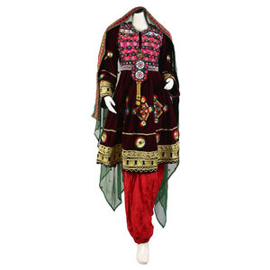Vestido Tribal Étnico Afgano Banjara de la Mejor Calidad, Ropa Tradicional Musulmana, Cuello Alto, Manga Larga, Color en Contraste, Personalizable - Product Image 1