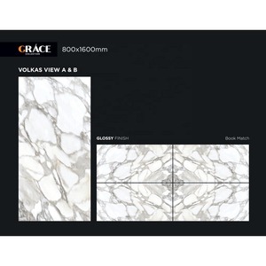 Volakas White 800x1600mm <b>Book</b> Matched Porcelain Tiles for Living Room Floors - Product Image 2