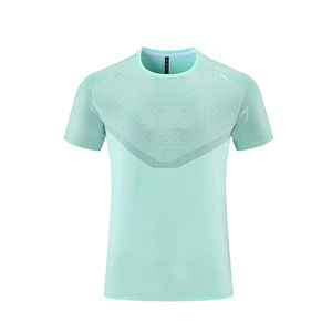 เสื้อยืดฟิตเนสแขนสั้นผ้าคอตตอนสีพื้นสำหรับผู้ชาย - Product Image 2