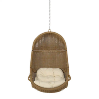 Fauteuil suspendu en bois pour intérieur et extérieur, avec coussin résistant à l'eau, design minimaliste, siège balançoire artisanal pour salon