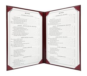 Soportes de menú A4 de piel sintética Premium Borgoña, papel de calidad duradero para esquinas de álbumes interiores para uso en restaurantes y hoteles - Product Image 1