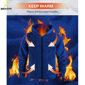 Sudaderas con capucha para hombre Zip Up Sherpa Lined Sudaderas Heavyweight Thick Warm Fleece Chaqueta de invierno. - Product Image 3