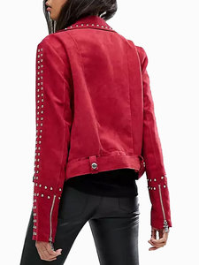 Couleur rouge Style unique femmes 100% cuir suédé veste en cuir personnalisée en gros veste en daim - Product Image 6