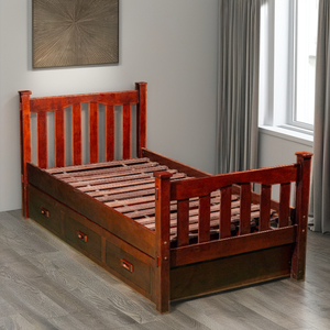 Cama Individual TACASA de Madera de Haya Maciza y Duradera, Color Café, 3 Cajones, Diseño Tradicional, Cómoda, Multifuncional, Ahorra Espacio - Product Image 1