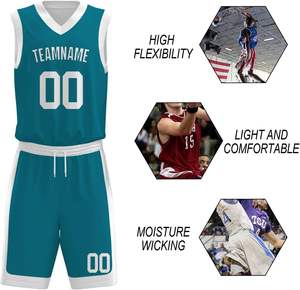 Ensembles uniformes de basket-ball pour hommes personnalisés Impression professionnelle par transfert de chaleur 100% polyester antibactérien respirant basket-ball - Product Image 6