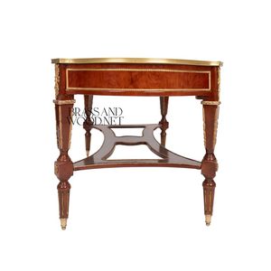 Mesa de Centro Ovalada de Lujo con Incrustaciones de Madera Intrincadas y Detalles de Latón para una Decoración Elegante de la Sala de Estar - Product Image 6