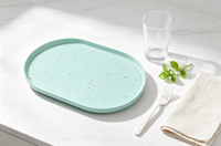 Kleurige gevlekte ovale melamine serveerschaal lichtgewicht onbreekbaar koffie fruit schaal 13,9 inch modern huishoudelijk restaurant voedsel