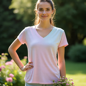 Camiseta holgada con cuello en V para mujer, ropa de calle de verano, Top de gran tamaño para mujer, camiseta con hombros caídos para mujer - Product Image 5