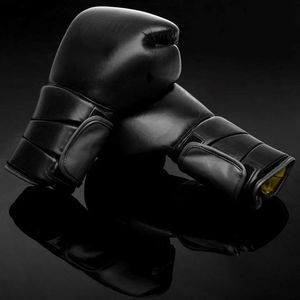Gants de boxe de sparring de couleur noire en cuir de vachette véritable en gros avec conception et logo personnalisés impression personnalisée - Product Image 2