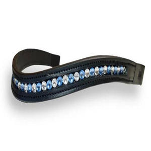 Hot Selling Saddlery Horse Accessories Empty Channel Leather Horse Brow Band Designed With Personalized 1 Row Mega Bling Crystal - Product Image 5