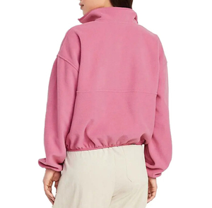 เสื้อแจ็คเก็ตผ้าฟลีซผู้หญิงแบบครอป ทรงหลวม สไตล์ลำลอง คุณภาพสูง ซิปครึ่งตัว แฟชั่นสั่งทำพิเศษ - Product Image 3