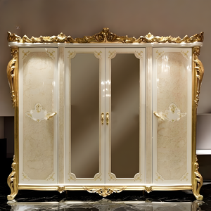 เฟอร์นิเจอร์ห้องนอนไม้มะฮอกกานีสไตล์ยุโรปคลาสสิกผสมผสานความหรูหราทันสมัยแบบดั้งเดิม  ตกแต่งด้วยงานแกะสลักสีทอง  ผลิตด้วยมืออย่างประณีต - Product Image 4