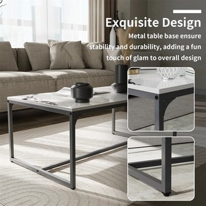 Table basse en marbre de salon moderne de bonne qualité, écologique, avec cadre en métal, panneau haute densité, meubles de maison - Product Image 5
