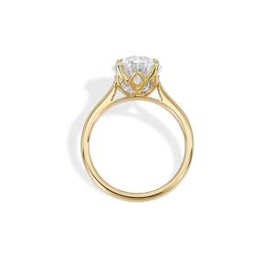 Anillo de compromiso con diamante de corte oval audaz de 3.56 ct D-F VVS1-VS2, diamante cultivado en laboratorio, en oro amarillo de 14K/18K, anillo de gran impacto. - Product Image 2