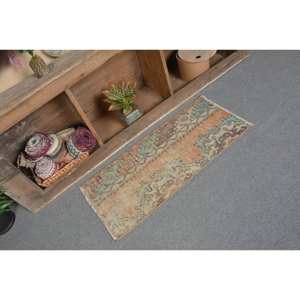 Alfombra Kilim turca Vintage de 1,5x3,2 pies, clásica, naranja, Beige, lana, tejido plano, respaldo de látex, diseño de pasillo rectangular trenzado - Product Image 2