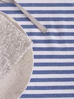 Nappe carrée classique rayée 100% coton tissée imperméable bleu et blanc Série Neolino pour mariage