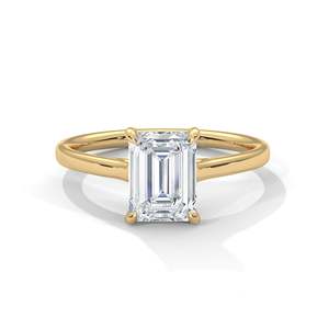 Bague de fiançailles solitaire en or blanc/rose/jaune avec diamant de laboratoire taille émeraude 2 carats, clarté VVS, style moderne et minimaliste pour mariage - Product Image 2