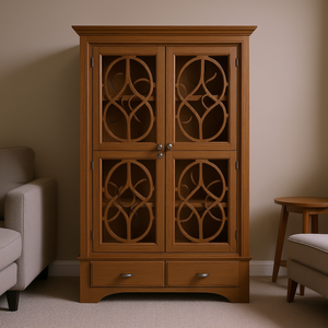 ตู้ห้องนั่งเล่นอเนกประสงค์แบบมีมือจับฝังพร้อมบานเปิด 4 บานและชั้นวางปรับระดับได้ 7 ชั้น - Product Image 3